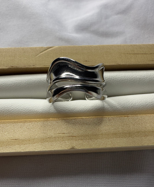 Bague Wavy argent - Acier inoxydable