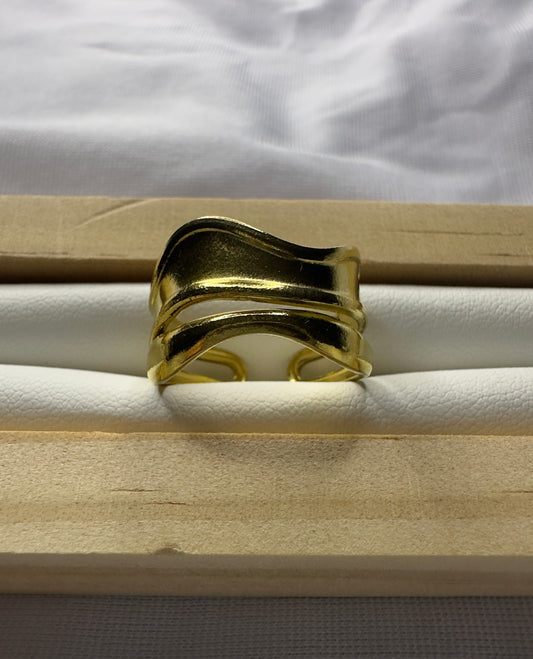 Bague Wavy or - Acier inoxydable